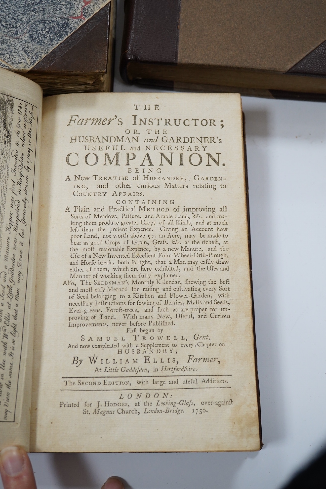 Banister, John - A Synopsis of Husbandry. Being cursory observations in the several branches of rural economy....folded table; rebound chocolate half morocco and paper boards, gilt lettered panelled spine. 1799; Harrison